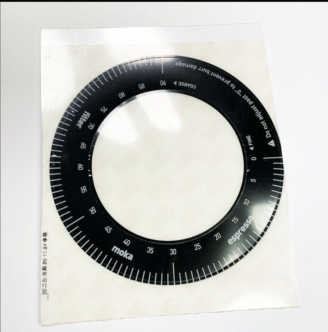 Solo DF64 Gen 2 Grinder Adjusting Disc with Adjustment sticker