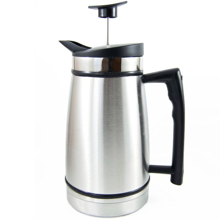 Planetary Design French Press with Brü-Stop, 48 fl oz, Brushed Steel