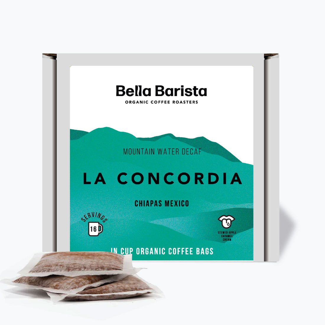 Bella Barista Organic Coffee Bags - La Concordia Decaf (Pack of 16)